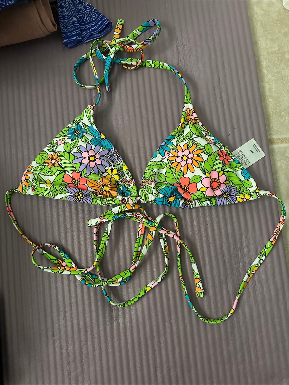 wild fable Floral Triangle Bikini Top - Green Multi